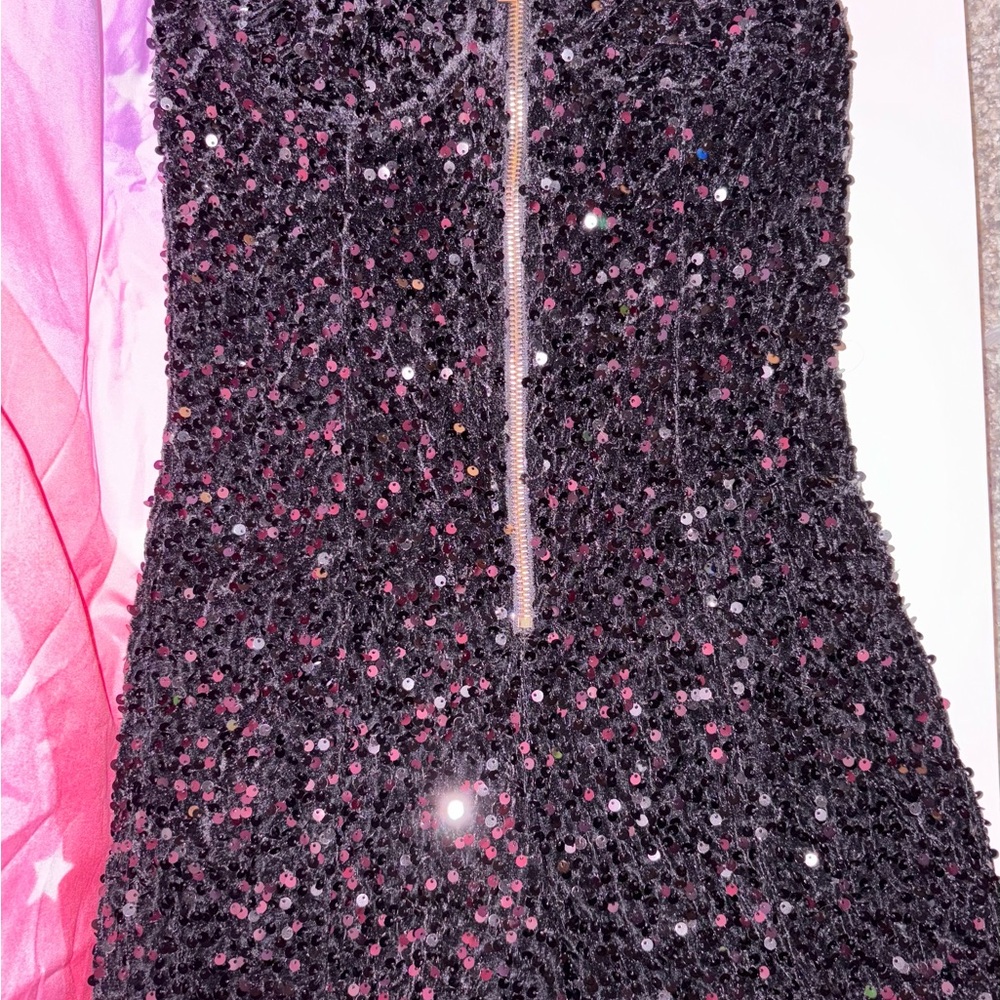 Black Sequin Strapless Romper
